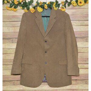 Jack Victor Collection Men's Brown Sport Coat Jacket Triple Button 44L Corduroy